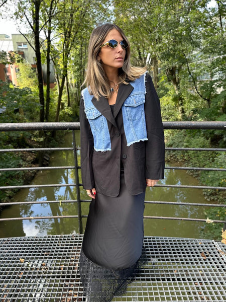 Veste de blazer mi-jean