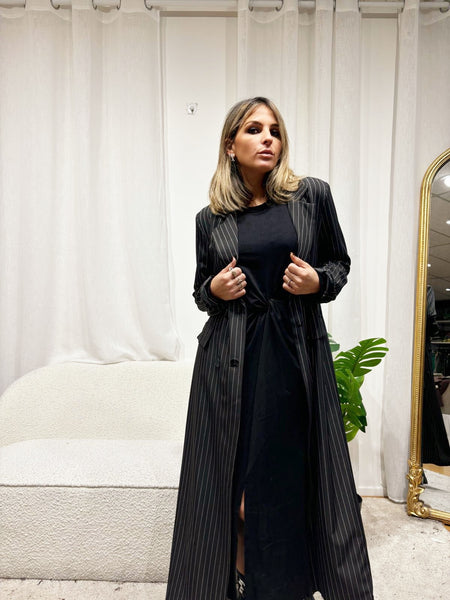 Veste Blazer longue à rayures Sana