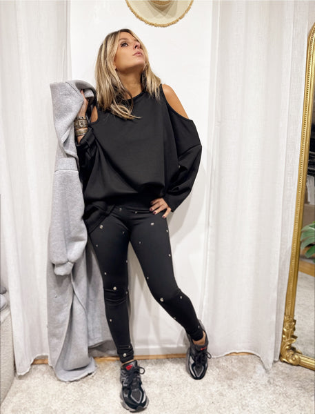 legging noir clouté