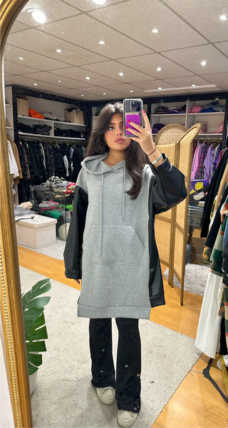 Sweat avec manches en cuir