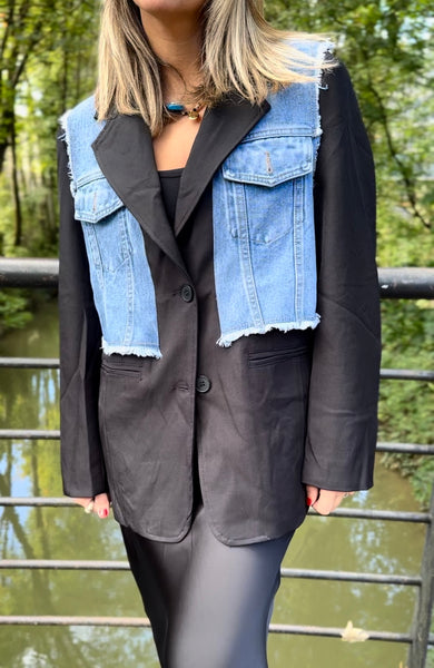 Veste de blazer mi-jean