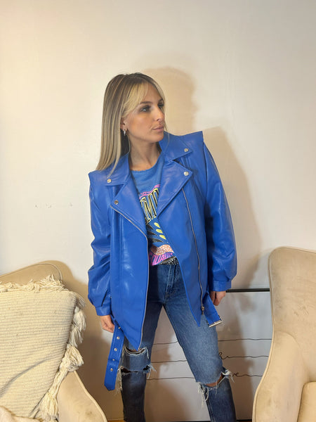 Veste en cuir epaulettes