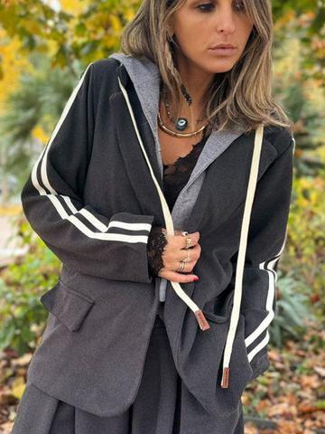 Veste bi matière à rayure et capuche Miléna