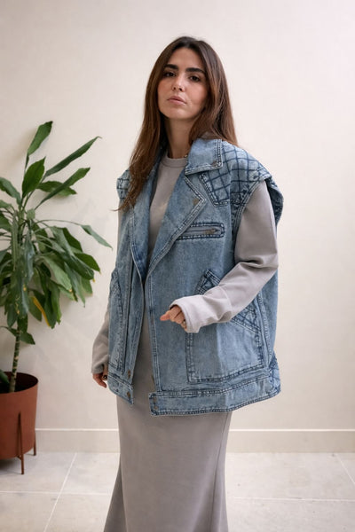 Veste jean sans manche Tess