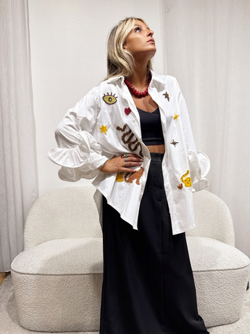 Chemise froufrou à motifs