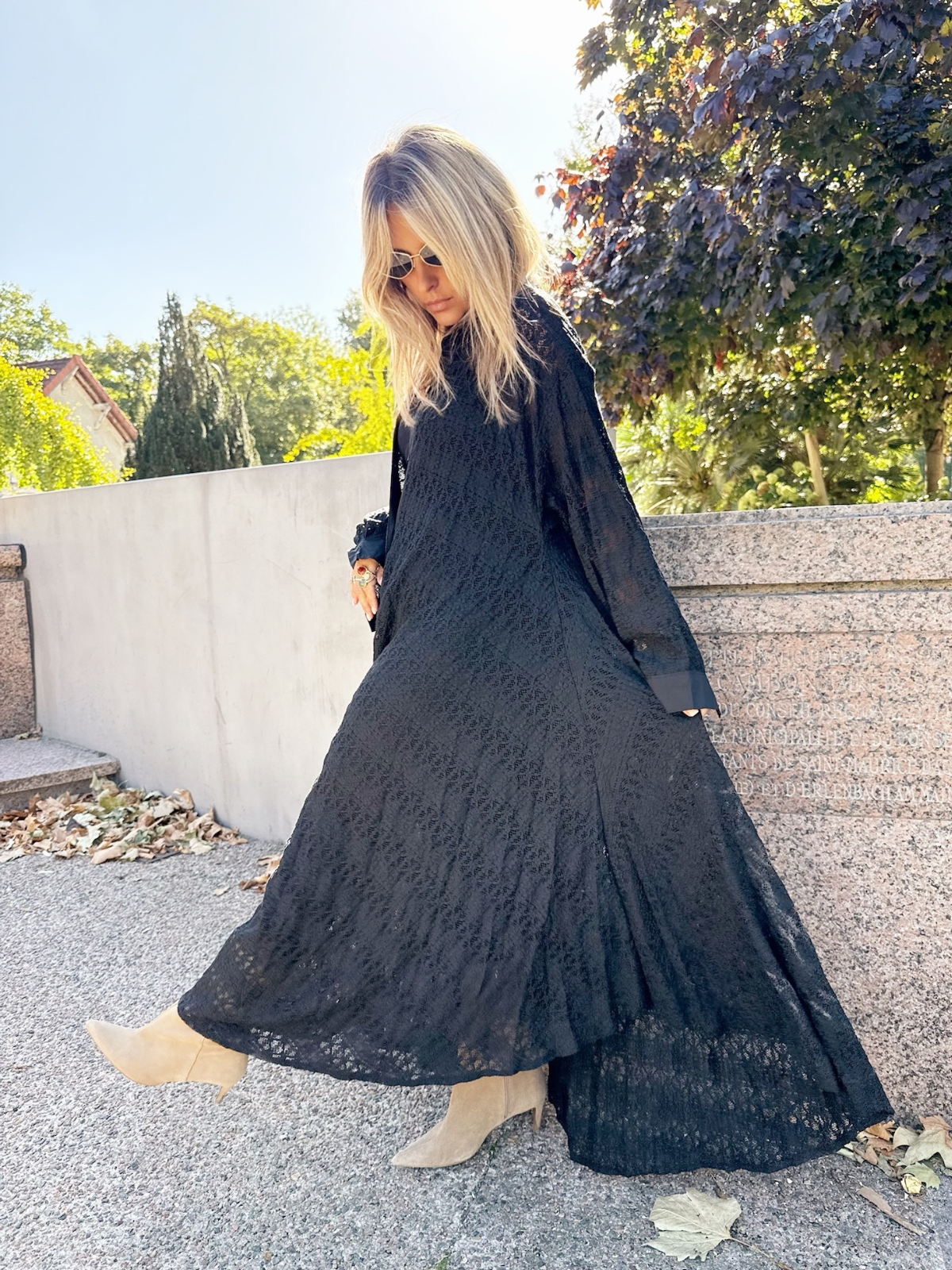 Robe longue en dentelle