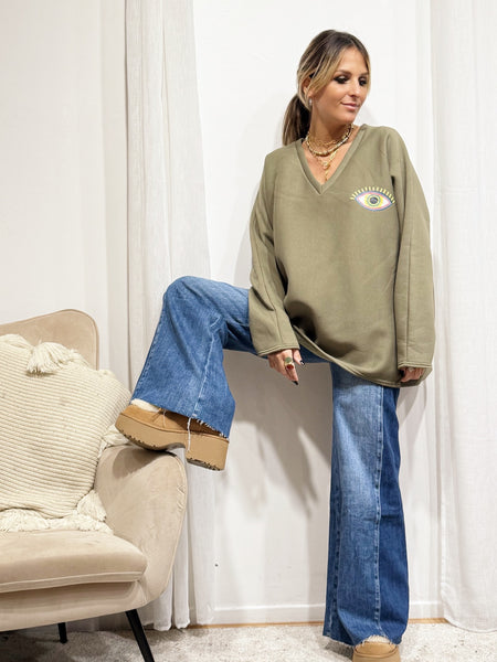 Pull col V oeil LANALOU
