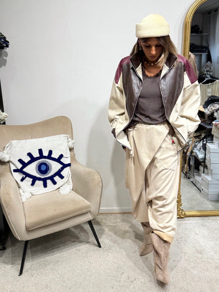 Blouson simili cuir patchwork