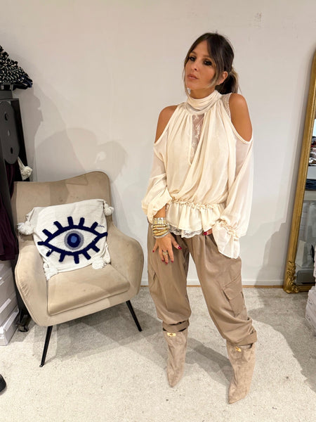 Blouse voile épaules dénudées