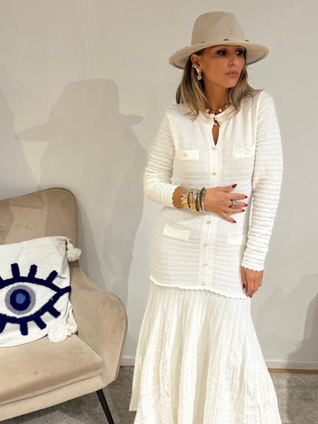 Robe longue maille blanche