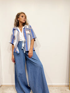 Jean bleu coupe large