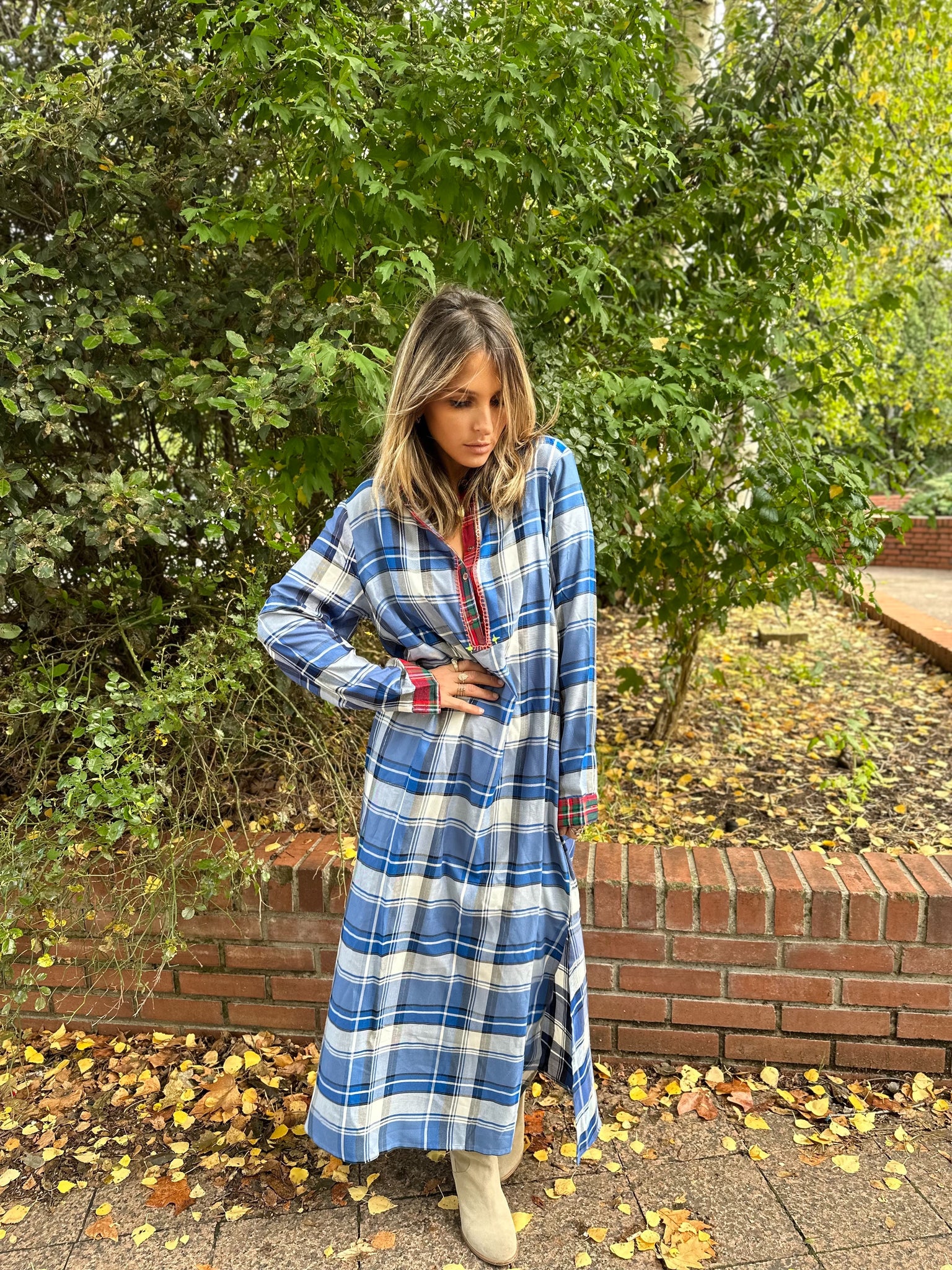 Robe longue à carreaux Chani