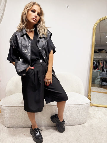 Veste en cuir veritable manches amovibles