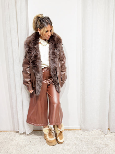 Veste simili cuir fourrure Jane