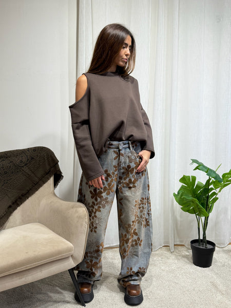 Jean fleur marron Milan