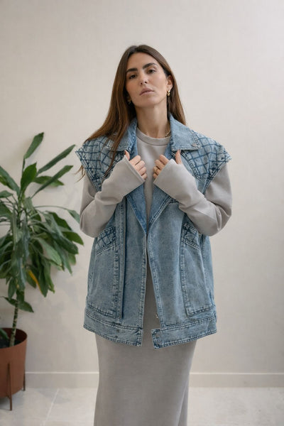 Veste jean sans manche Tess