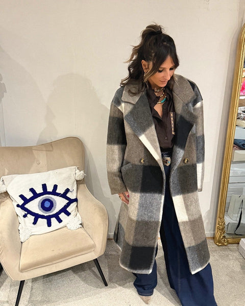 Manteau Long à Carreaux Lanalou