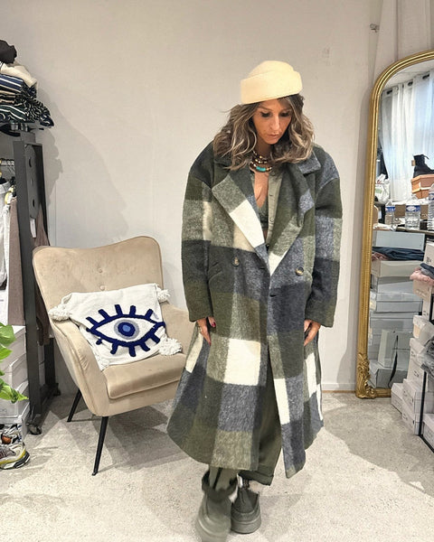 Manteau Long à Carreaux Lanalou