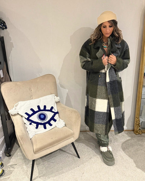 Manteau Long à Carreaux Lanalou