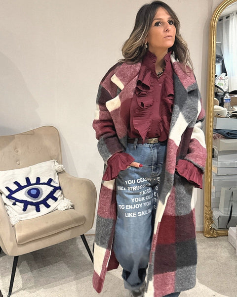 Manteau Long à Carreaux Lanalou
