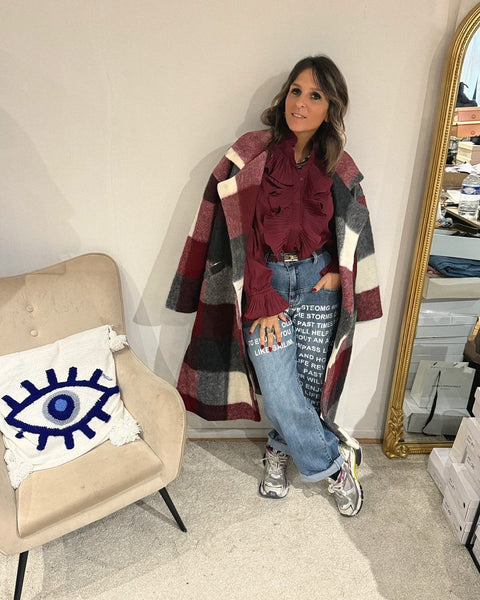 Manteau Long à Carreaux Lanalou