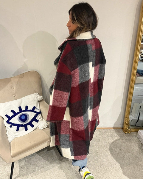 Manteau Long à Carreaux Lanalou
