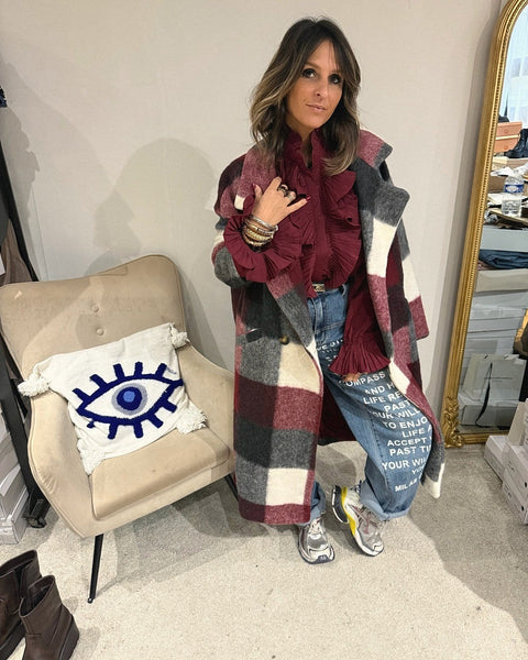 Manteau Long à Carreaux Lanalou
