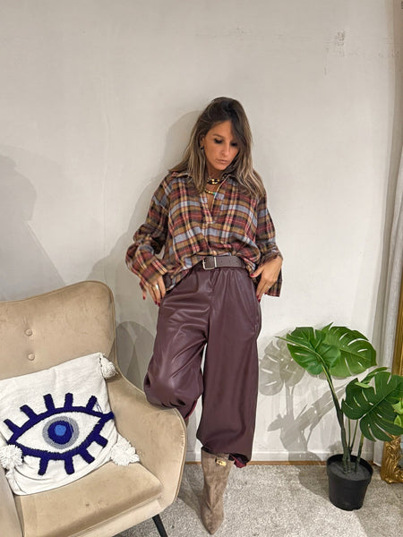 Pantalon Large Simili Cuir
