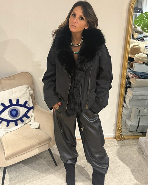 Parka Fourrée Noire Lanalou